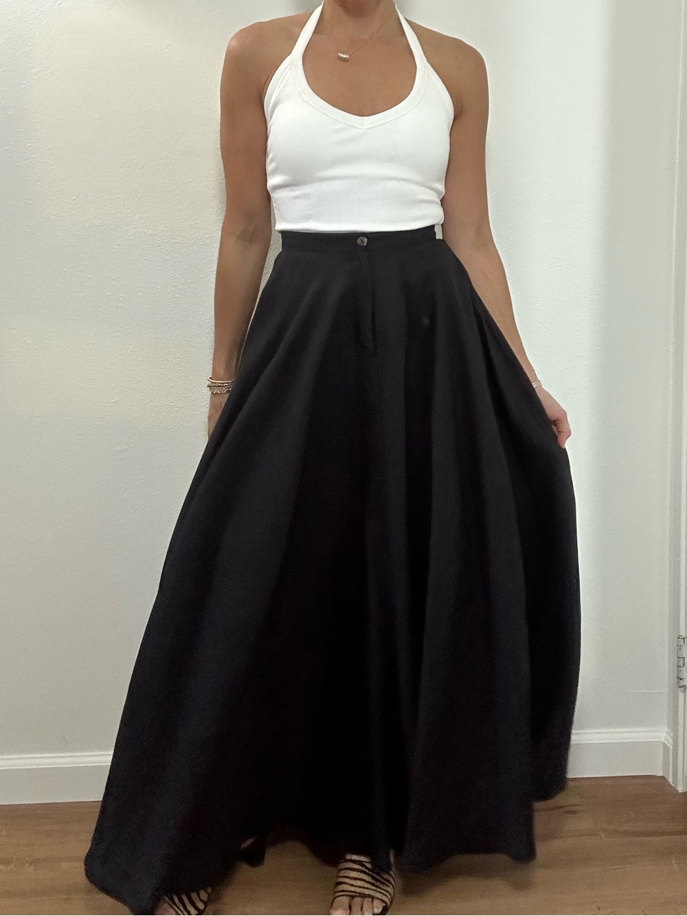Linen Handmade Studio Black Full Maxi Skirt Heavy 100% Linen Size XS